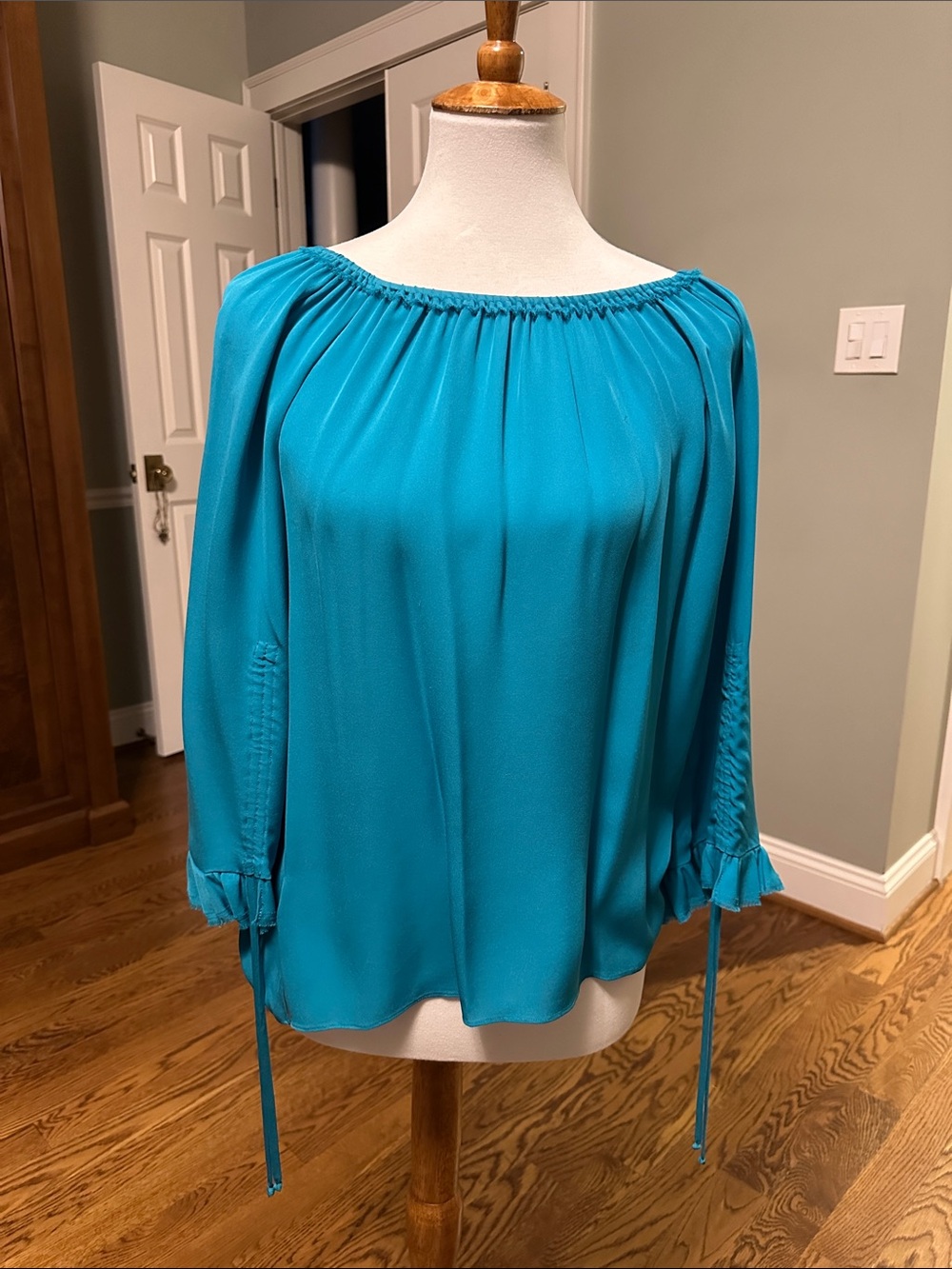 Kobi Halperin Teal Off-Shoulder Blouse